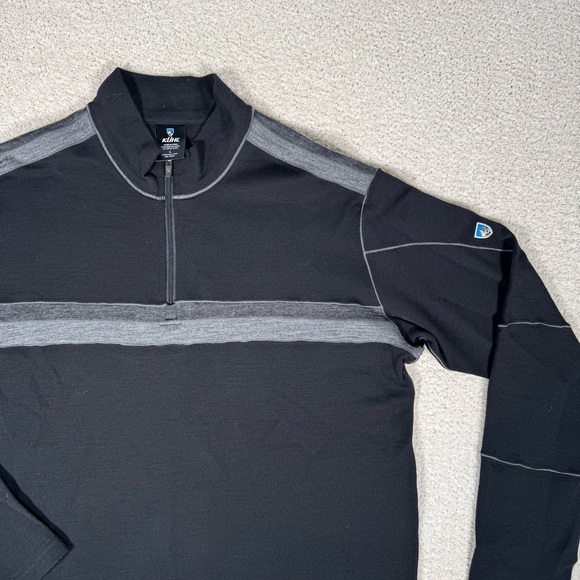 Kuhl Sweater Mens Large Black Merino Wool Downhill Racr 1/4 Zip Outdoor Pullover - Picture 3 of 8